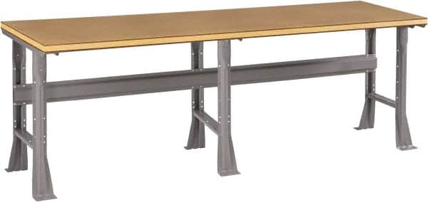 Tennsco - 96 Wide x 30" Deep x 33-3/4" High, Wood Workbench - Fixed Flared Legs, Medium Gray - Americas Industrial Supply