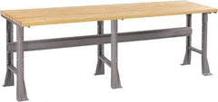 Tennsco - 96 Wide x 30" Deep x 33-3/4" High, Butcher Block Workbench - Fixed Flared Legs, Medium Gray - Americas Industrial Supply