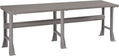 Tennsco - 96 Wide x 30" Deep x 33-1/2" High, 12 Gauge Steel Workbench - Fixed Flared Legs, Medium Gray - Americas Industrial Supply