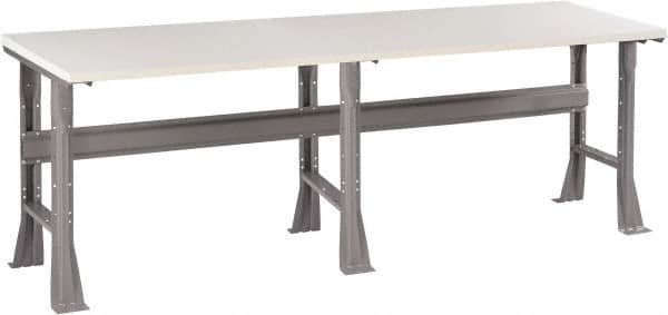 Tennsco - 96 Wide x 30" Deep x 33-1/2" High, Plastic Laminate Workbench - Fixed Flared Legs, Medium Gray - Americas Industrial Supply