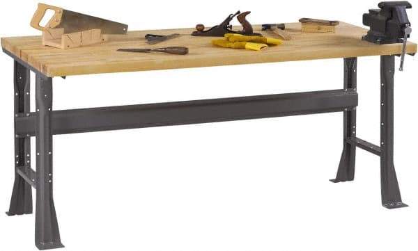 Tennsco - 72 Wide x 30" Deep x 33-3/4" High, Butcher Block Workbench - Fixed Flared Legs, Medium Gray - Americas Industrial Supply