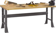 Tennsco - 72 Wide x 30" Deep x 33-3/4" High, Butcher Block Workbench - Fixed Flared Legs, Medium Gray - Americas Industrial Supply