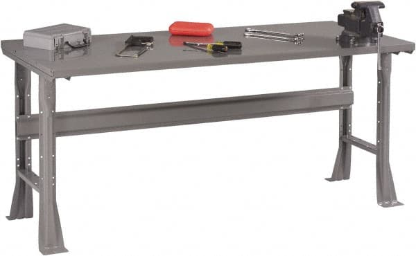 Tennsco - 72 Wide x 30" Deep x 33-1/2" High, 12 Gauge Steel Workbench - Fixed Flared Legs, Medium Gray - Americas Industrial Supply