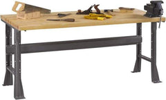 Tennsco - 60 Wide x 30" Deep x 33-3/4" High, Butcher Block Workbench - Fixed Flared Legs, Medium Gray - Americas Industrial Supply