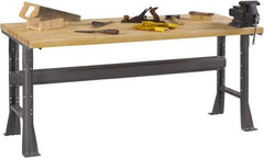 Tennsco - 48 Wide x 30" Deep x 33-3/4" High, Butcher Block Workbench - Fixed Flared Legs, Medium Gray - Americas Industrial Supply