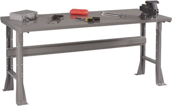 Tennsco - 48 Wide x 30" Deep x 33-1/2" High, 12 Gauge Steel Workbench - Fixed Flared Legs, Medium Gray - Americas Industrial Supply