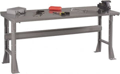 Tennsco - 48 Wide x 30" Deep x 33-1/2" High, 12 Gauge Steel Workbench - Fixed Flared Legs, Medium Gray - Americas Industrial Supply