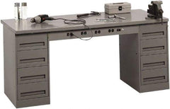 Tennsco - 72 Wide x 30" Deep x 33-1/2" High, 12 Gauge Steel Workbench - Fixed Legs, Medium Gray - Americas Industrial Supply