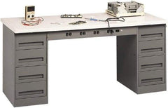 Tennsco - 72 Wide x 30" Deep x 33-1/2" High, Plastic Laminate Workbench - Fixed Legs, Medium Gray - Americas Industrial Supply