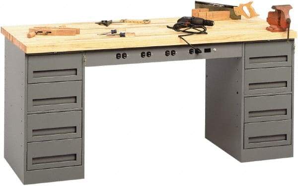 Tennsco - 72 Wide x 30" Deep x 33-1/2" High, Butcher Block Workbench - Fixed Legs, Medium Gray - Americas Industrial Supply