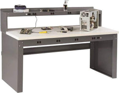 Tennsco - 72 Wide x 36" Deep x 33-1/2" High, Plastic Laminate Workbench - Fixed Legs, Medium Gray - Americas Industrial Supply
