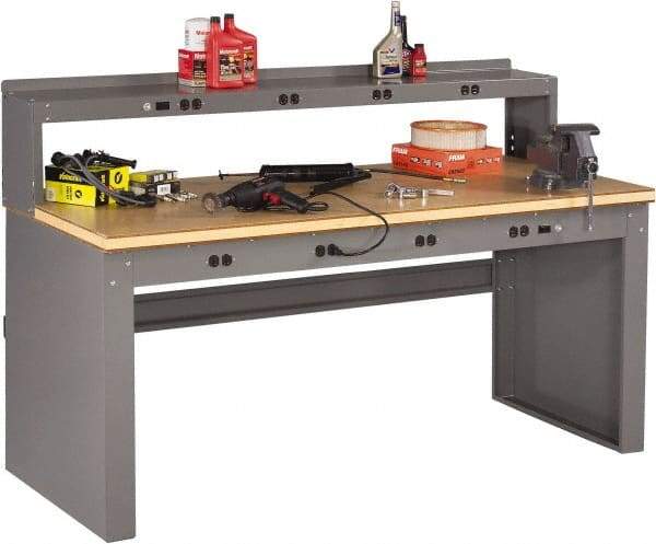 Tennsco - 72 Wide x 36" Deep x 33-1/2" High, Wood Workbench - Fixed Legs, Medium Gray - Americas Industrial Supply