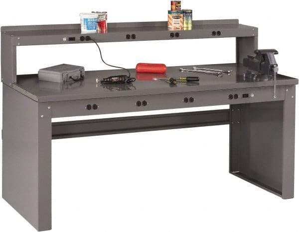 Tennsco - 72 Wide x 30" Deep x 33-1/2" High, 12 Gauge Steel Workbench - Fixed Legs, Medium Gray - Americas Industrial Supply