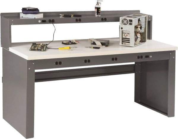 Tennsco - 72 Wide x 30" Deep x 33-1/2" High, Plastic Laminate Workbench - Fixed Legs, Medium Gray - Americas Industrial Supply