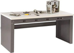 Tennsco - 72 Wide x 36" Deep x 33-1/2" High, Plastic Laminate Workbench - Fixed Legs, Medium Gray - Americas Industrial Supply