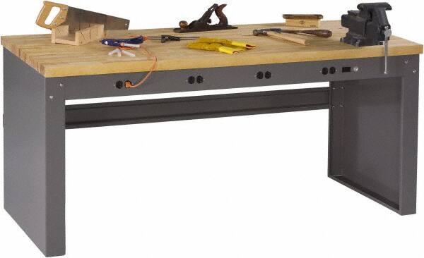 Tennsco - 72 Wide x 30" Deep x 33-1/2" High, Butcher Block Workbench - Fixed Legs, Medium Gray - Americas Industrial Supply