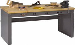 Tennsco - 72 Wide x 30" Deep x 33-1/2" High, Butcher Block Workbench - Fixed Legs, Medium Gray - Americas Industrial Supply