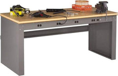 Tennsco - 72 Wide x 30" Deep x 33-1/2" High, Wood Workbench - Fixed Legs, Medium Gray - Americas Industrial Supply