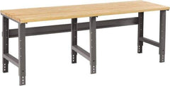 Tennsco - 96 Wide x 36" Deep x 33-3/4" High, Butcher Block Workbench - Adjustable Height Legs, Medium Gray - Americas Industrial Supply