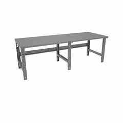 Tennsco - 96 Wide x 36" Deep x 33-1/2" High, 12 Gauge Steel Workbench - Adjustable Height Legs, Medium Gray - Americas Industrial Supply
