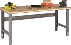 Tennsco - 72 Wide x 36" Deep x 33-3/4" High, Wood Workbench - Adjustable Height Legs, Medium Gray - Americas Industrial Supply
