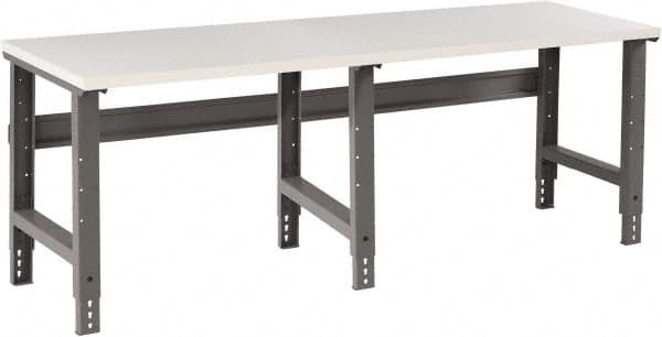 Tennsco - 96 Wide x 36" Deep x 33-3/4" High, Plastic Laminate Workbench - Adjustable Height Legs, Medium Gray - Americas Industrial Supply