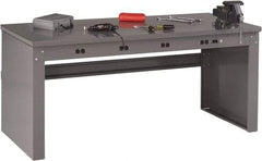 Tennsco - 72 Wide x 30" Deep x 33-1/2" High, 12 Gauge Steel Workbench - Fixed Legs, Medium Gray - Americas Industrial Supply