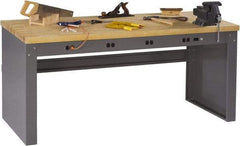 Tennsco - 72 Wide x 36" Deep x 33-1/2" High, Butcher Block Workbench - Fixed Legs, Medium Gray - Americas Industrial Supply