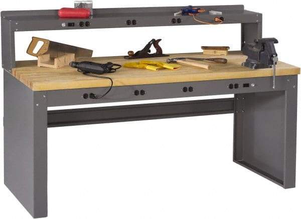 Tennsco - 72 Wide x 30" Deep x 33-1/2" High, Butcher Block Workbench - Fixed Legs, Medium Gray - Americas Industrial Supply