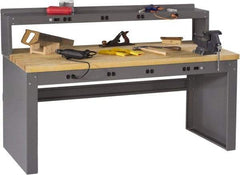 Tennsco - 72 Wide x 30" Deep x 33-1/2" High, Butcher Block Workbench - Fixed Legs, Medium Gray - Americas Industrial Supply