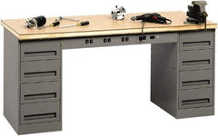Tennsco - 72 Wide x 30" Deep x 33-1/2" High, Wood Workbench - Fixed Legs, Medium Gray - Americas Industrial Supply