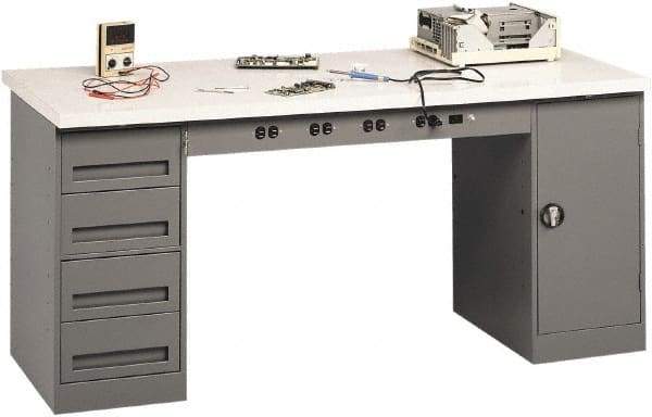 Tennsco - 72 Wide x 30" Deep x 33-1/2" High, Plastic Laminate Workbench - Fixed Legs, Medium Gray - Americas Industrial Supply