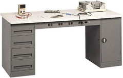 Tennsco - 72 Wide x 30" Deep x 33-1/2" High, Plastic Laminate Workbench - Fixed Legs, Medium Gray - Americas Industrial Supply