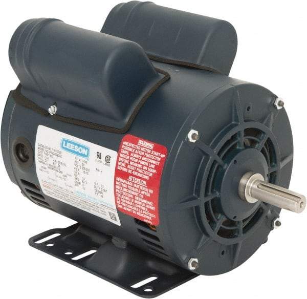 Leeson - 1/2 Max hp, 3,600 Max RPM, Electric AC DC Motor - 230 V Input, Single Phase, 56 Frame, 5/8" Shaft Diam, Rigid Base Mount, ODP Enclosure - Americas Industrial Supply