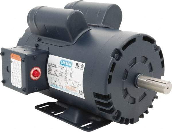 Leeson - 5 Max hp, 3,600 Max RPM, Electric AC DC Motor - 230 V Input, Single Phase, 145T Frame, 7/8" Shaft Diam, Rigid Base Mount, ODP Enclosure - Americas Industrial Supply