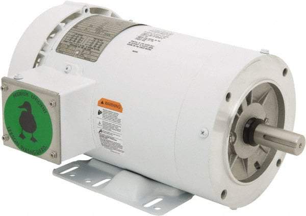 Leeson - 3 Max hp, 3,600 Max RPM, Premium Efficient Electric AC DC Motor - 230/460 V Input, Three Phase, 145TC Frame, 7/8" Shaft Diam, C-Face with Base Mount, TEFC Enclosure - Americas Industrial Supply