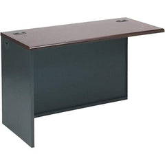 Hon - Steel-Reinforced High-Pressure Laminate Return/Bridge Shell Desk - 48" Wide x 24" Deep x 29-1/2" High, Mahogany/Charcoal - Americas Industrial Supply