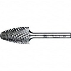 PFERD - 3/4" Cut Diam, 1/4" Shank Diam, Tree with Radius Head Diamond Cut Burr - Tungsten Carbide, 1-1/4" LOC, 3" OAL - Americas Industrial Supply