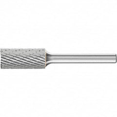 PFERD - 7/16" Cut Diam, 1/4" Shank Diam, Cylinder with End Cut Head Double Cut Burr - Tungsten Carbide, 1" LOC, 2-3/4" OAL - Americas Industrial Supply