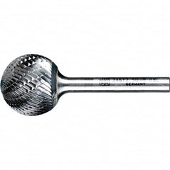 PFERD - 1" Cut Diam, 1/4" Shank Diam, Ball Head Double Cut Burr - Tungsten Carbide, 5/16" LOC, 2-1/16" OAL - Americas Industrial Supply