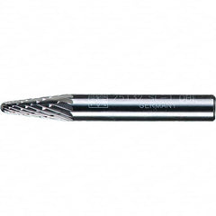 PFERD - 1/4" Cut Diam, 1/4" Shank Diam, 14° Taper Head Double Cut Burr - Tungsten Carbide, 5/8" LOC, 1-15/16" OAL - Americas Industrial Supply