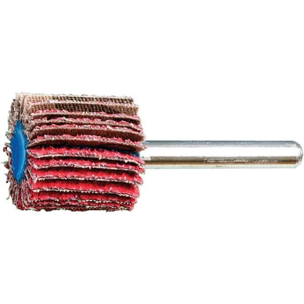 PFERD - 1" Diam x 1" Face Width, Ceramic Coated Mounted Flap Wheel - 1/4" Shank Mount, 40 Grit, 25,000 Max RPM - Americas Industrial Supply