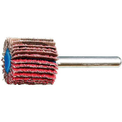 PFERD - 1" Diam x 1" Face Width, Ceramic Coated Mounted Flap Wheel - 1/4" Shank Mount, 40 Grit, 25,000 Max RPM - Americas Industrial Supply