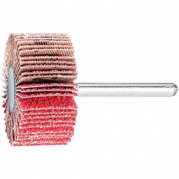 PFERD - 1-1/2" Diam x 1" Face Width, Ceramic Coated Mounted Flap Wheel - 1/4" Shank Mount, 60 Grit, 25,000 Max RPM - Americas Industrial Supply