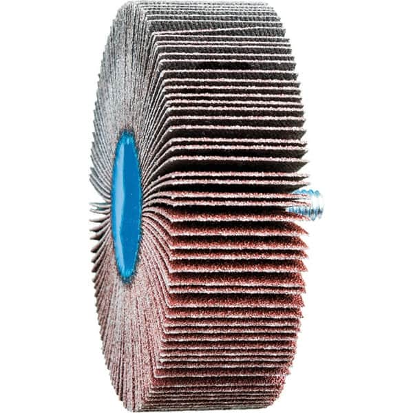 PFERD - 3" Diam x 1" Face Width, Aluminum Oxide Coated Mounted Flap Wheel - 1/4-20 Threaded Mount, 80 Grit, 20,000 Max RPM - Americas Industrial Supply