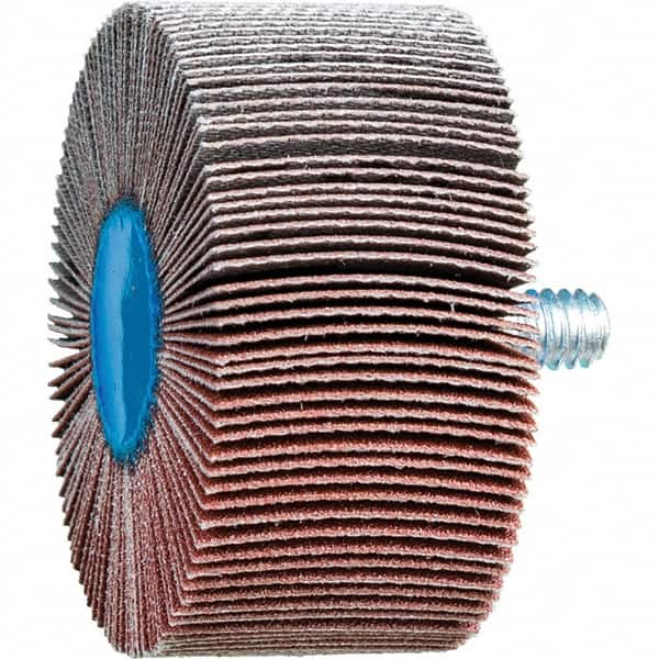 PFERD - 2" Diam x 1" Face Width, Aluminum Oxide Coated Mounted Flap Wheel - 1/4-20 Threaded Mount, 180 Grit, 23,000 Max RPM - Americas Industrial Supply