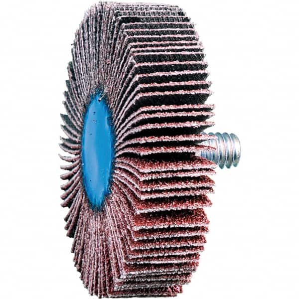PFERD - 2" Diam x 1/2" Face Width, Aluminum Oxide Coated Mounted Flap Wheel - 1/4-20 Threaded Mount, 60 Grit, 23,000 Max RPM - Americas Industrial Supply