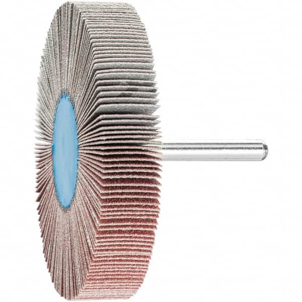 PFERD - 3" Diam x 1/2" Face Width, Aluminum Oxide Coated Mounted Flap Wheel - 1/4" Shank Mount, 120 Grit, 20,000 Max RPM - Americas Industrial Supply