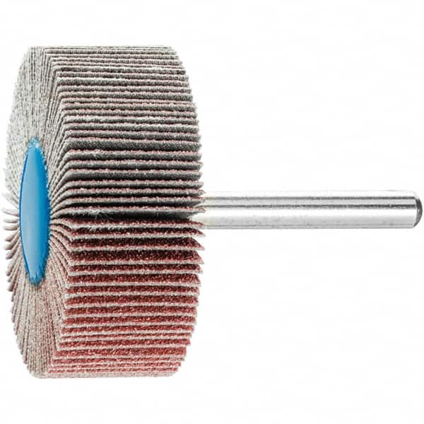 PFERD - 2" Diam x 3/4" Face Width, Aluminum Oxide Coated Mounted Flap Wheel - 1/4" Shank Mount, 80 Grit, 23,000 Max RPM - Americas Industrial Supply