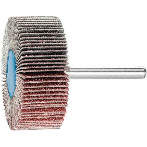 PFERD - 2" Diam x 3/4" Face Width, Aluminum Oxide Coated Mounted Flap Wheel - 1/4" Shank Mount, 60 Grit, 23,000 Max RPM - Americas Industrial Supply